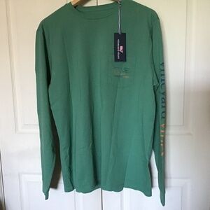 NWT Vineyard Vines Men's Long-Sleeve Whale Pocket Tee Green L CO